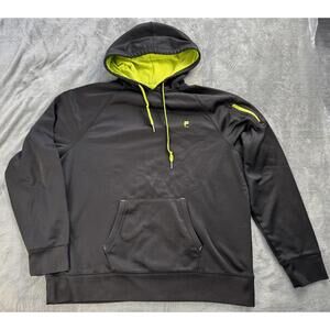 Fila Sport Men's XL Performance Pullover Hoodie In Black With Chartreuse Accents